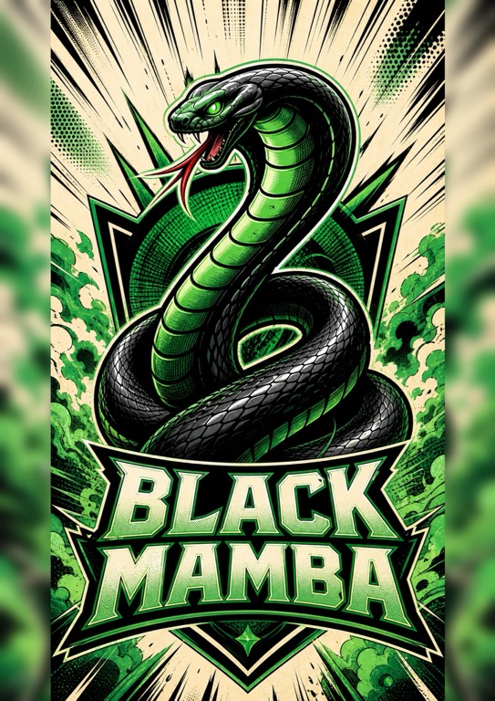 Black Mamba gaming platform poster with green cobra and BLACK MAMBA wordmark